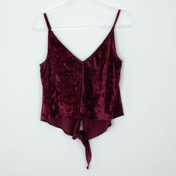 Buddy Love Womens Crushed Velvet Button Front Tank Top Size S Tie Bottom Vamp - Picture 7 of 8